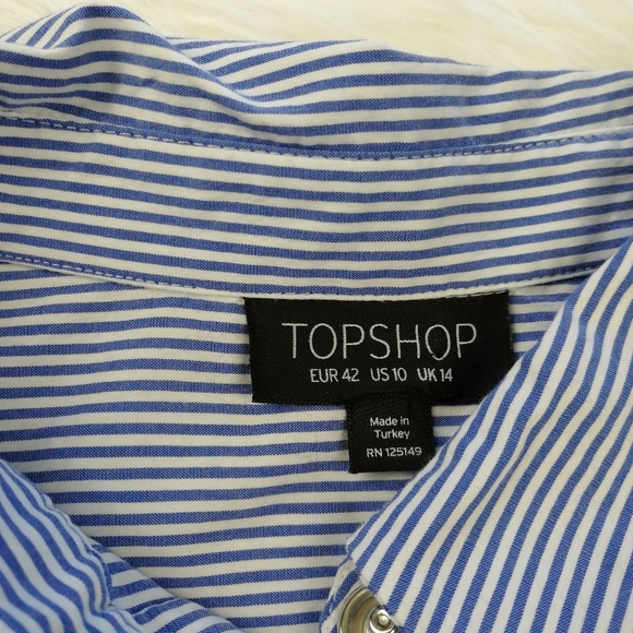 TOPSHOP Striped Button Down Blouse Lace up Sides - Picture 3 of 6